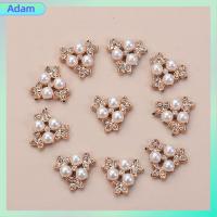 ADAM 10PCS ที่เป็นประกาย เครื่องประดับหมวก รูปดอกไม้ กิ๊บติดผมไข่มุก กระดุมมุก ปุ่ม Rhinestone เครื่องประดับศีรษะ