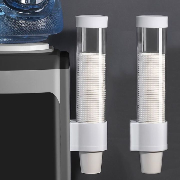 ready-disposable-cup-holder-automatic-cup-taker-paper-cup-holder-no-punching-wall-mounted-water-dispenser-water-cup-storage-rack
