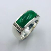 (Chuensuwannakul) jewelry hand made มาใหม่ Jade new Diamond Ring Green sale jewelry for women กับ แหวน หยก หยกธรรมชาติ แหวนเท่ๆ ผู้หญิง ตัวเรือน ทองคำ ขาว  ลดราคา