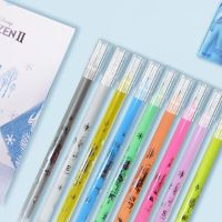ปากกาเน้นข้อความการ์ตูนอนิเมะ9สีจากดิสนีย์ใช้งานปากกาสำหรับนักเรียนปากกาจับ Kawaii โลโก้ออฟฟิศของขวัญในการเปิดนักเรียน