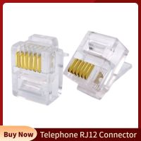 ☊ Wholesale RJ12 Connector 6P6C Modular Head Phone Cable Plug Gold Plated Crimp Network RJ 12 Telephone Connectors Crystal Plugs