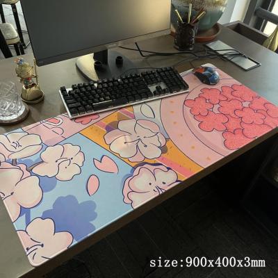 อะนิเมะขนาดใหญ่สีชมพู M Ousepad Gamer น่ารัก Kawaii XXL แผ่นรองเมาส์เล่นเกม900X400ล็อคขอบบิ๊กแฟชั่นแล็ปท็อป Deskpad โต๊ะทำงานเสื่อ