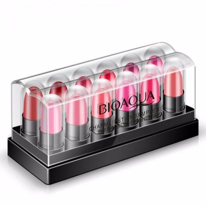 Images 12 in 1 Set Charm Lipstick Trial Kit Moisturizing Lip Gloss Makeup Bioaqua Portable Case