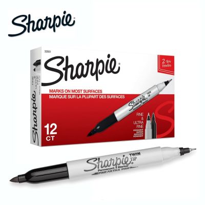 พร้อมส่ง โปรโมชั่น Sharpie ปากกามาร์กเกอร์ ชาร์ปี้ 2 หัว 0.3mm &amp; 1.0mm - สีดำ (กล่องละ 12 ด้าม) ส่งทั่วประเทศ ปากกา เมจิก ปากกา ไฮ ไล ท์ ปากกาหมึกซึม ปากกา ไวท์ บอร์ด