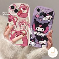 MissConnie Lotso เคสลายหมีสตรอเบอร์รี่น่ารักสำหรับ Infinix Smart 6 7 5 6Plus 30i ร้อน9 8 10Lite Note 12 G 12 G96 10 8 30 11 12 20 9 Play การ์ตูน Kuromi นุ่ม3D หยักฝาครอบขอบโค้ง