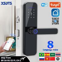 【YF】 Tuya Wifi Electronic Smart Door Lock With Biometric Fingerprint / Card Password Key Unlock/ USB Emergency