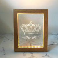 1PC LED Luminous Wooden Picture Frame Ornaments Acrylic Photo Frame DIY Home Room Decoration