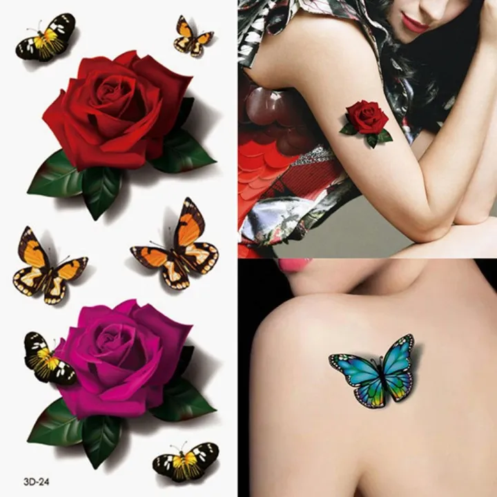QIANZHUO 3Pcs Beautiful Art Tags Chest Tattoo 3D Tattoos Styles Waterproof  Temporary Tattoo Rose Flower Stickers Body Tattoos Butterfly Shape Decals |  Lazada PH