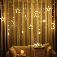 □∏▤ Moon Star Lamp LED String Christmas Lights Decoration Holiday Lights Curtain Lamp Wedding Neon Lantern 220v fairy light