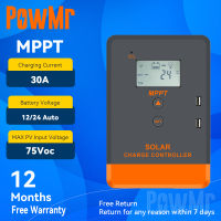 PowMr 30A MPPT Solar Charger Controller 12~24V Auto Solar Panel Regulator 75Vdc PV Input LCD Display Various Load Control Modes POW-Keeper1230