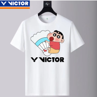 2023ใหม่เสื้อแบดมินตัน Victor แขนสั้นสำหรับทั้งหญิงและชาย YY ชุดกีฬาแห้งเร็วเสื้อยืดแข่งขันกีฬา Chin-Chan