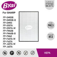 แผ่นกรองฝุ่น HEPA H13 filter รุ่น FZ-F50HFE Sharp รุ่น FP-G50TA-W, FP-GM50B-B, FP-G50TA, FP-GM50B, FP-GM50, FP-J40TA ยี่ห้อ Byai