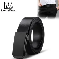 LouisWill Men Belts Real Cowhide Leather Belts Automatic Buckle Belt for Men Original Leather Men’s Waist Belts Nonporous Casual Business Belt Jeans Belt for Men