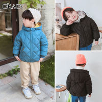 OKADY Childrens down jackets baby cotton jackets plus velvet to keep warm wdc