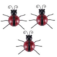 3 Pcs Iron Ladybug Metal Wall Hanging Art Decorations Ornament For Home Garden GRSA889