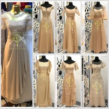 Beige Blouse and Skirt Mother Dress/Principal Sponsor Gown | Shopee  Philippines