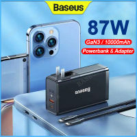 Baseus 10000mAh Power Bank Adaptor 87W GaN Wall Charger Power Adapter CN Pulg USB Type-C PD 3.0 Charging Port For Xiaomi Samsung Huawei Laptop