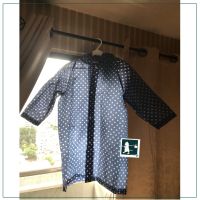 RAN เสื้อกันฝน RINLIN  เด็ก Boy Girl Polka Dot  Raincoat Waterproof ลายจุด แขนยาว มีหมวกฮู้ด พร้อมถุงหิ้ว ติดกระดุม สีน้ำเงิน ชุดกันฝน  เสื้อคลุมกันฝน