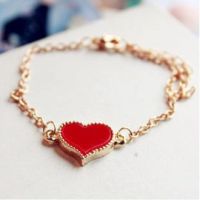 Vintage peach heart love clover celet