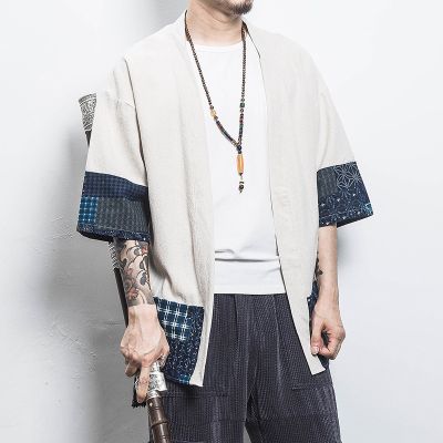 Haori Yukata เสื้อเสื้อคาร์ดิแกน Kimono ญี่ปุ่นสำหรับผู้ชาย,เสื้อผ้าชุดแฟนซีซามูไรกิโมโนแจ็คเก็ตเสื้อเสื้อคลุมกิโมโนผู้ชายแจ็กเก็ตแบบปะหลวม