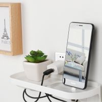 Bedside Charging Shelf Organizer Rack for Shelf Floating Outlet Storage Wall Stand Socket Nightstand Switch Holder Phone Tablet