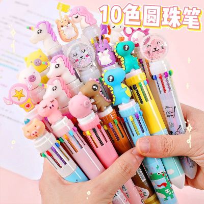 10 Colors Cute Cartoon Ballpoint Pen Dinosaur Kawaii Multicolor Gel Pen For Writing School Supplies Stationery Office Accessoris Pens