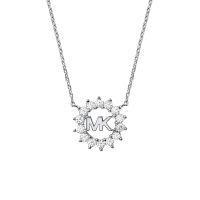 Kors MK 925 Sterling Silver 925 Plated With 14K Gold Cubic Zirconia Womens Necklace and Stud Earrings Watchs Set