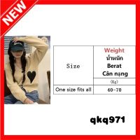 qkq971 2022 New WomenS Long-Sleeved Knitted Sweater Ins Cardigan Short Jacket Waist Top V-Neck Love Sweater