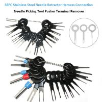 38pcs Stainless Steel Car Plug Circuit Board Wire Harness Terminal Extraction Pick Connector Crimp Pin Back Needle Remove Tool