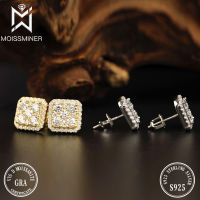 Square Moissanite ต่างหูเพชรสำหรับผู้หญิง Ear Studs ผู้ชาย High-End เครื่องประดับ Pass Tester จัดส่งฟรี