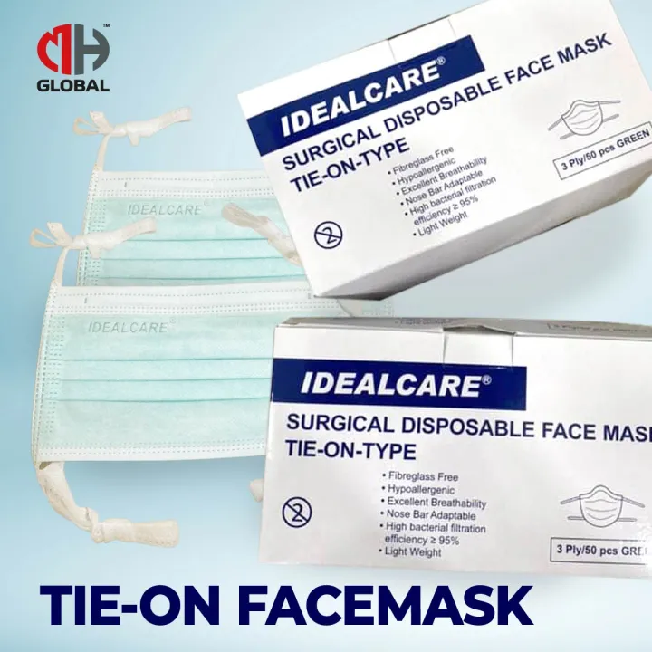 [READY STOCK] IDEALCARE TieOn Surgical Disposable Face Mask Green