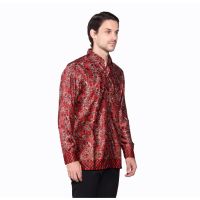 Exclusive Linen Heritage Btik Shirt Red Flower Garden (HDMA 020 B)