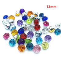 【cw】 Mixed Colors 12mm 50pcs Acrylic Buttons Austria faceted Crystal Glass button Beads Loose Round Beads  DIY Crafts