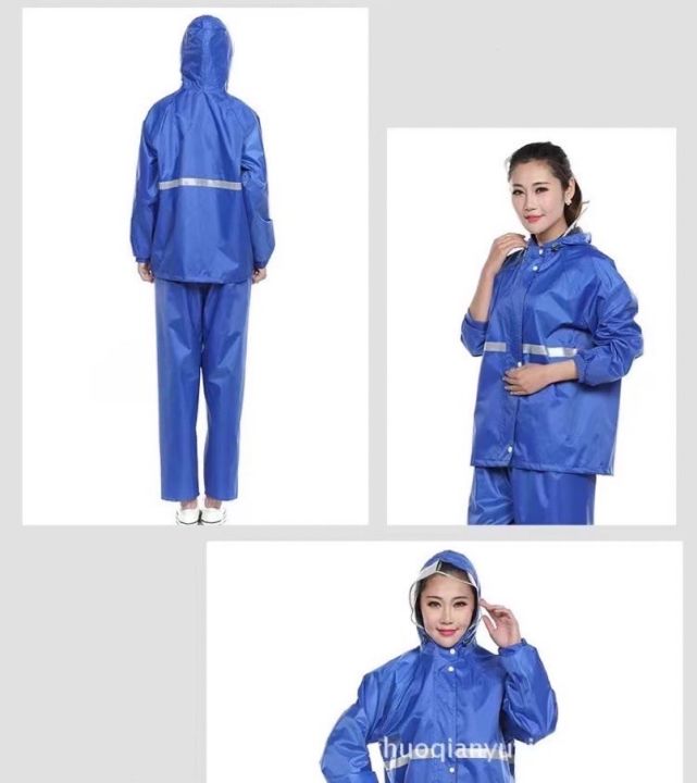 เสื้อกันฝน-waterproof-rain-suit-มีแถบสะท้อนแสง-รุ่น-หมวกติดเสื้อคุณภาพดีราคาถูกมีหลายสีให้เลือก