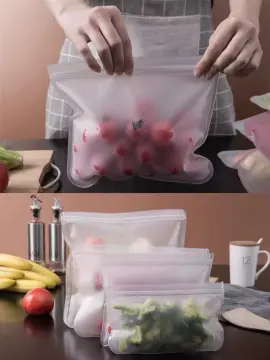 4pcs EVA Food Storage Bags, Reusable Silicone Freezer Fresh-Keeping Bag  Container, Refrigerator Sealed Storage Bags