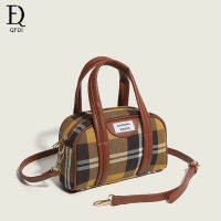 QFDI Women S Bag Plaid กระเป๋าสะพายข้างน่ารักแฟชั่นกระเป๋าหมอนบอสตัน