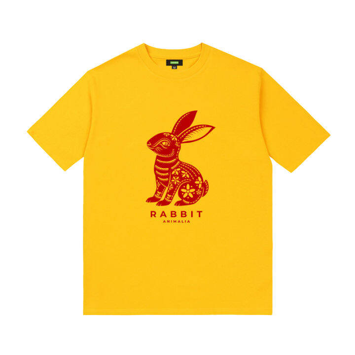 เสื้อยืดผ้าฝ้าย-2023-เสื้อยืดแขนสั้นสไตล์จีนปีนักษัตรกระต่ายปี2023เสื้อตัวในสำหรับปีใหม่ตรุษจีนชุดครอบครัวเสื้อผ้าผู้ชายผู้หญิง