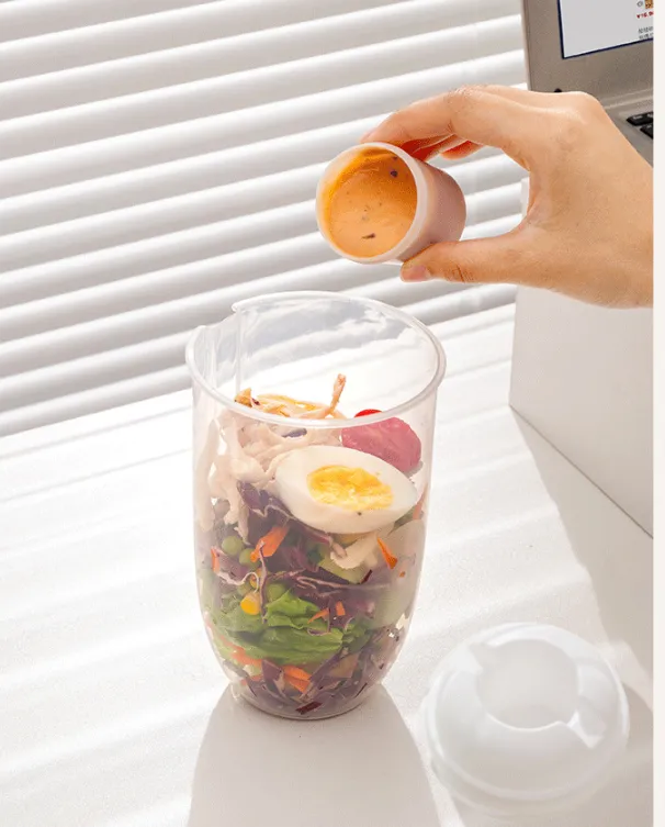 1L Portable Salad Cup Kids Breakfast Salad Bowl with Fork School