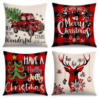 Christmas Pillow Covers 18X18 Set of 4, Christmas Decorative Throw Pillows for Couch Sofa Chairs Seating Bench