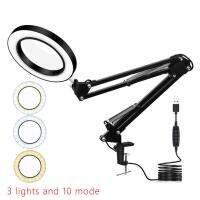 160mm Clip-on Magnifying Glass 10 Times With 3-color Led Lamp Magnifier For Reading Beauty Tattoo Embroideryn Dropshipping