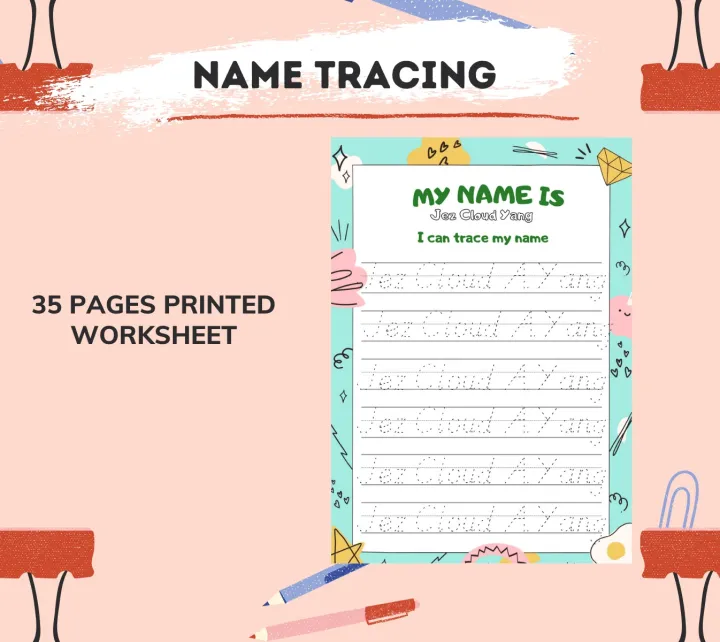 NAME TRACING KIDS ACTIVITY WORKSHEET 40 PAGES | Lazada PH