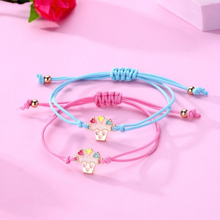 luoluo-amp-baby-2pcs-set-cartoon-ice-cream-cake-heart-best-friends-charms-bracelet-adjustable-chain-bracelets-for-kids-jewelry