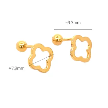 916 GOLD BLACK CLOVER STUD EARRINGS ( 10MM