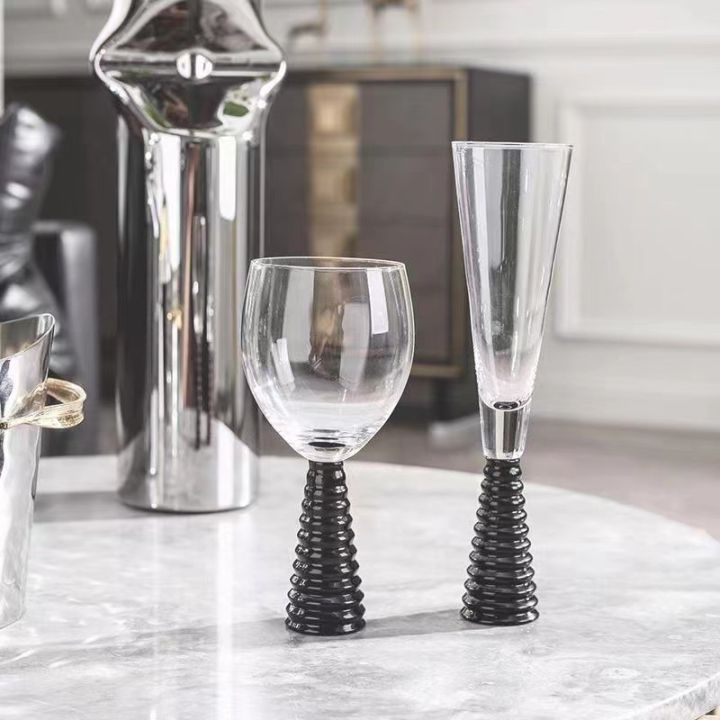 ถ้วยแก้วไวน์แดงด้ายสีดำสุดสร้างสรรค์สไตล์ยุโรปถ้วยแชมเปญ-hiasan-kamar-ตัวอย่างถ้วยโต๊ะไวน์ตั้งโต๊ะทานอาหาร-nmckdl
