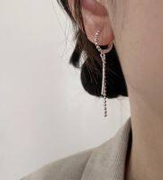 goodgift_station - Ball line earrings S925 silver ต่างหูห่วงกลมแบบเจาะห้อยโซ่บอลและเส้นตรง เป็นเงิน 92.5