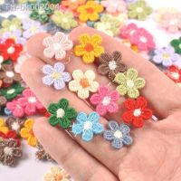 ✢▦✕ 50Pcs/lot multicolor Lace Flower Appliques for DIY Hat Clothes Sewing Supplies Headwear Decor Stick-on Patches 15mm cp3374