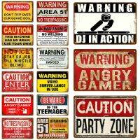 Caution Angry Gamer Metal Sign Hanging Borad Party Zone Iron Poster No Welding Metal Warning Sign Door Hanging Plaque YK110