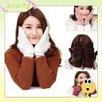 QIEPING Fashion Winter Warm Fur Ball Mittens Cashmere Blend Women Gloves Screen Touch