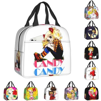 ☊✺ Candy Candy Logo Resuable Lunch Box Multifunction Anime Manga Thermal Cooler Food Insulated Lunch Bag School Children Student