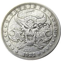 ลดราคา HB(87)US Hobo 1921 Morgan Dollar Skull โครงกระดูกซอมบี้เหรียญเงินชุบเงิน